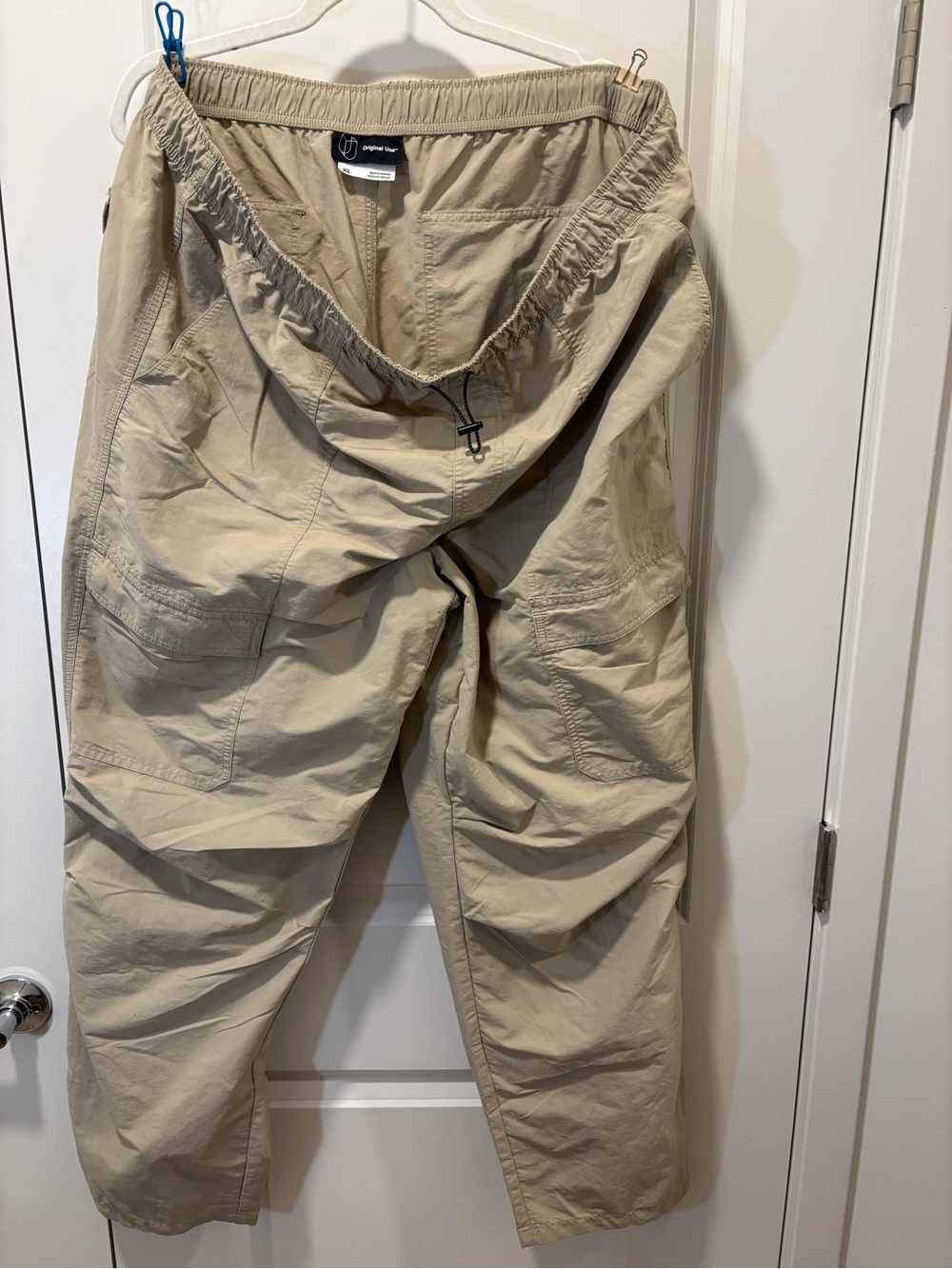 Original Use Men’s Khaki Cargo Pants with Elastic Waist